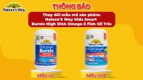 Thông báo: Thay đổi mẫu mã sản phẩm Nature'S Way Kids Smart Bursts High DHA Omega-3 Fish Oil Trio
