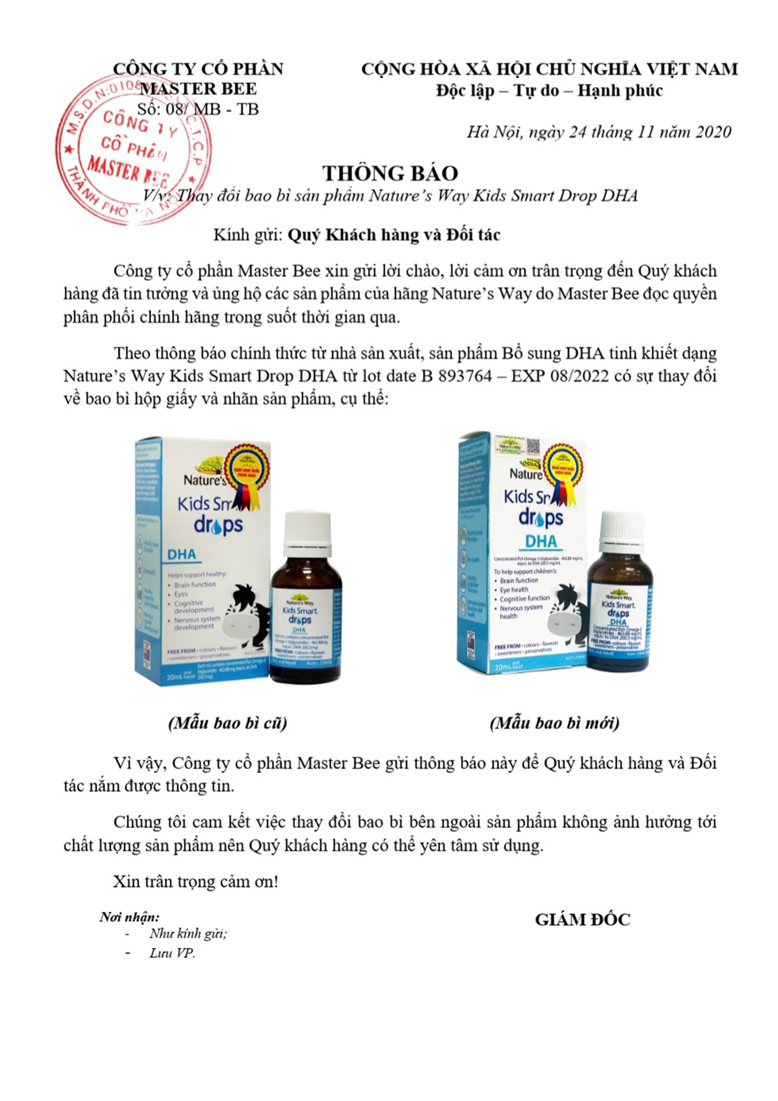 thay đổi bao bì Nature’s Way Kids Smart Drop DHA