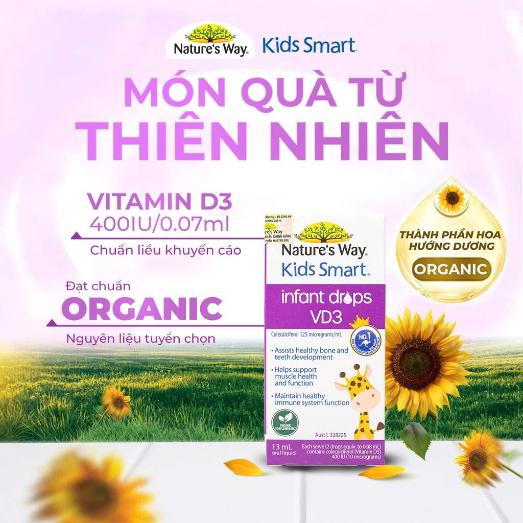 Kids Smart Infant Drops VD3 của Nature’s Way - Sản phẩm bổ sung Vitamin D3 hàng đầu của Úc