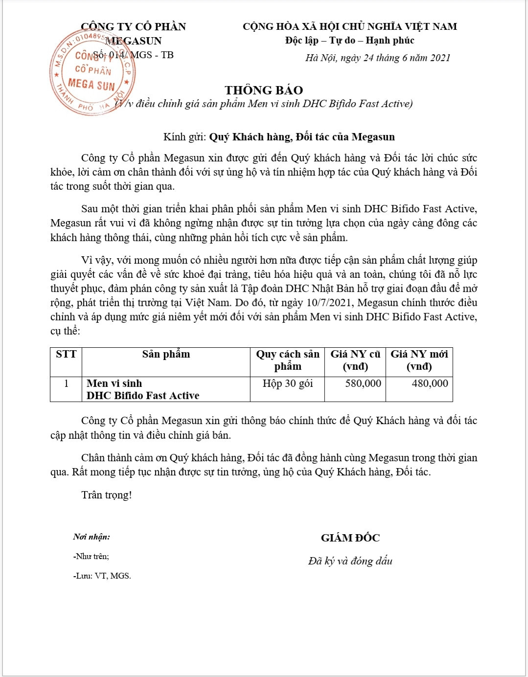 Điều chỉnh giá sản phẩm DHC Bifido Fast Active 