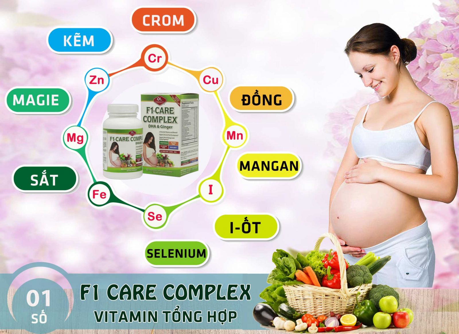 F1 Care Complex giúp mẹ bầu bổ sung 23 vitamin khoáng chất cần thiết