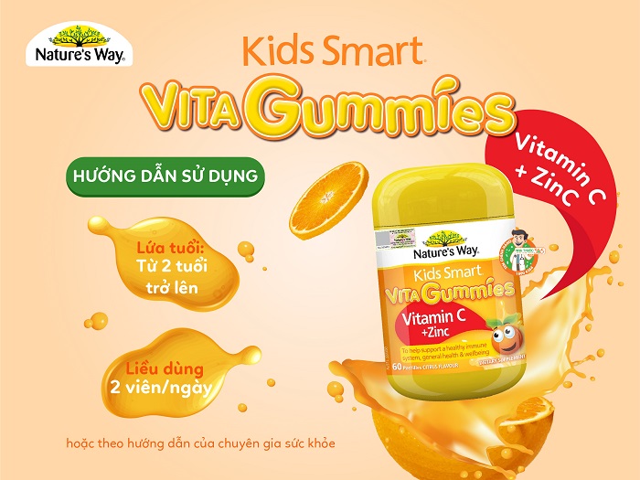 Kẹo dẻo bổ sung Vitamin C và Kẽm tăng đề kháng Nature’s Way Gummies Vitamin C + ZinC - Hộp 60 viên