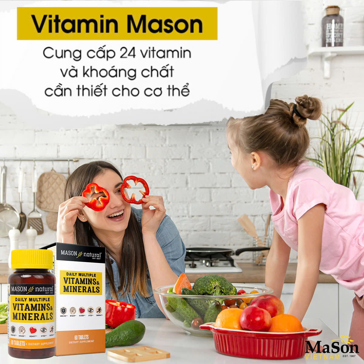 Mason Natural Daily Multiple Vitamins With Minerals - Hỗ Trợ Sức Khỏe Tổng Quát