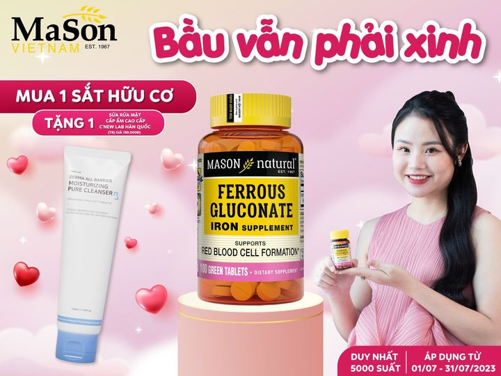 Mua 1 sắt hữu cơ Mason tặng 1 sữa rửa mặt cấp ẩm cao cấp C’New Lab hàn quốc trị giá 199k