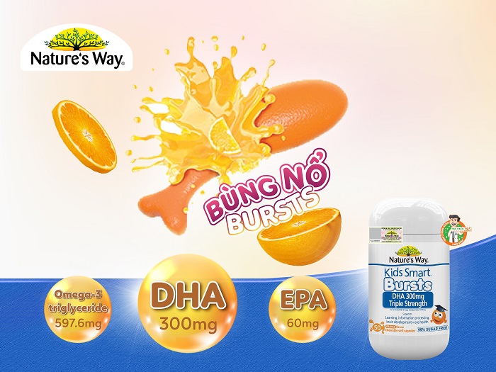 Nature's Way Kids Smart Bursts DHA 300mg Triple Strength - Bổ sung DHA cho bé thông minh
