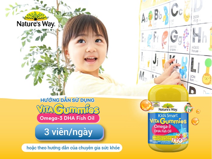 Viên nhai bổ sung Omega-3 DHA cho bé Nature's Way Vita Gummies Omega-3 DHA Fish Oil Trio – Hộp 60 viên